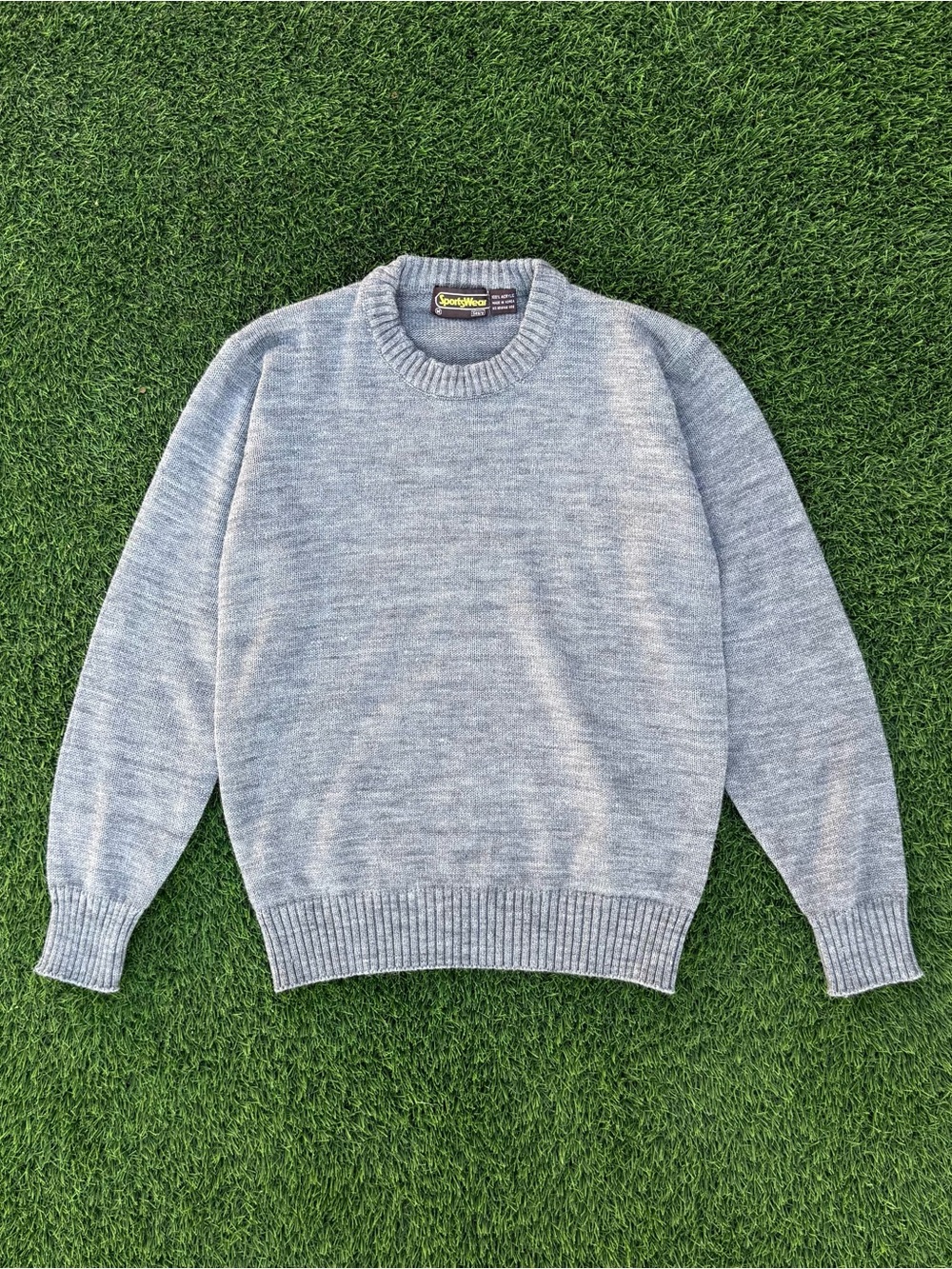 Vintage 80s Sears Sportswear Knit Sweater Gray Pullover Acrylic Size Medium